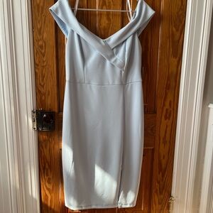 Elegant Off-Shoulder Light Blue Dress